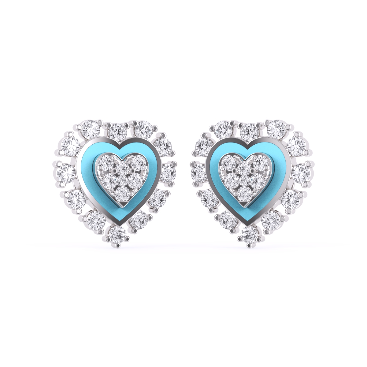 Lovely Heart Halo Diamond Earrings For Her